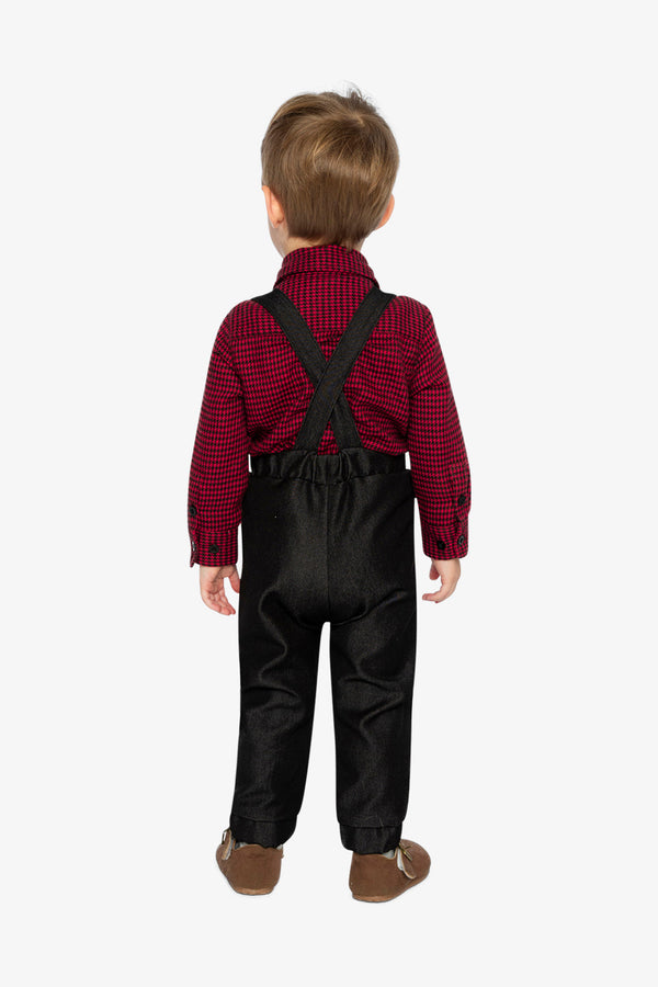 Baby Top & Pants Set Black And Red Houndstooth - J20OB10_2J313