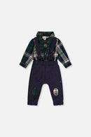 Baby Top & Pants Set Blue And Green Checks - J20OB10_2J314