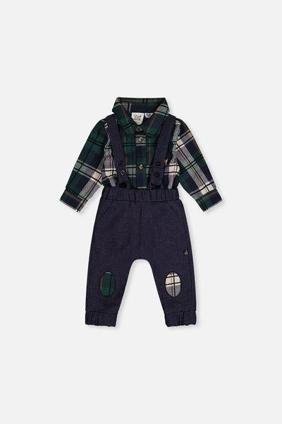 Baby Top & Pants Set Blue And Green Checks - J20OB10_2J314