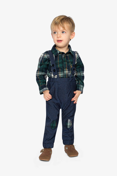 Baby Top & Pants Set Blue And Green Checks - J20OB10_2J314