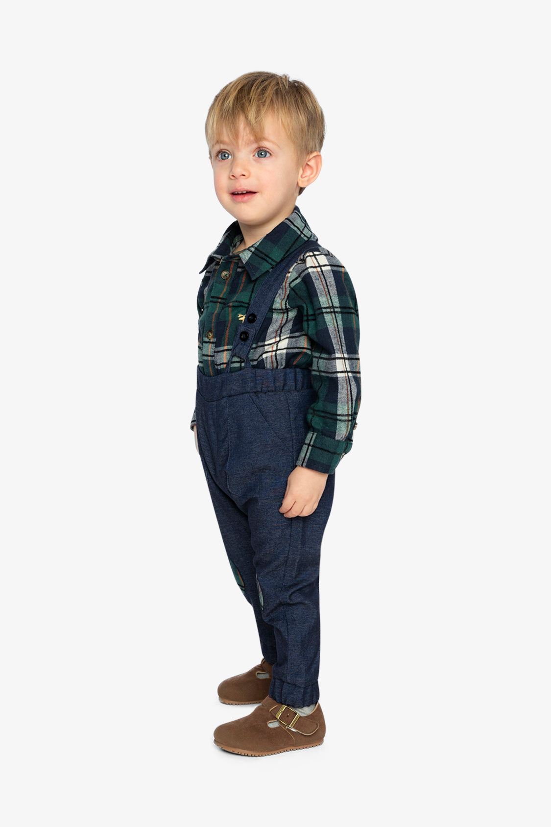 Baby Top & Pants Set Blue And Green Checks - J20OB10_2J314