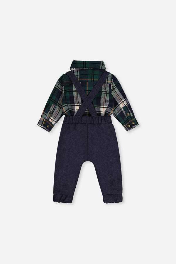 Baby Top & Pants Set Blue And Green Checks - J20OB10_2J314