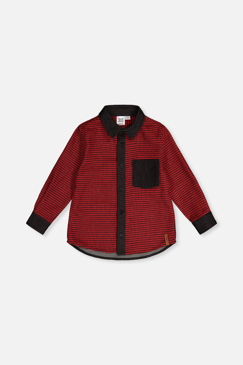 Button Down Shirt Black And Red Houndstooth - J20OB15_2J313