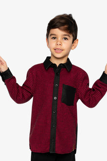 Button Down Shirt Black And Red Houndstooth - J20OB15_2J313