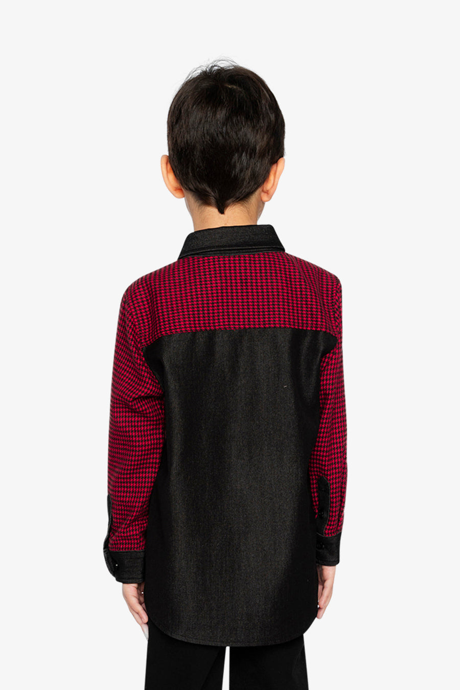 Button Down Shirt Black And Red Houndstooth - J20OB15_2J313
