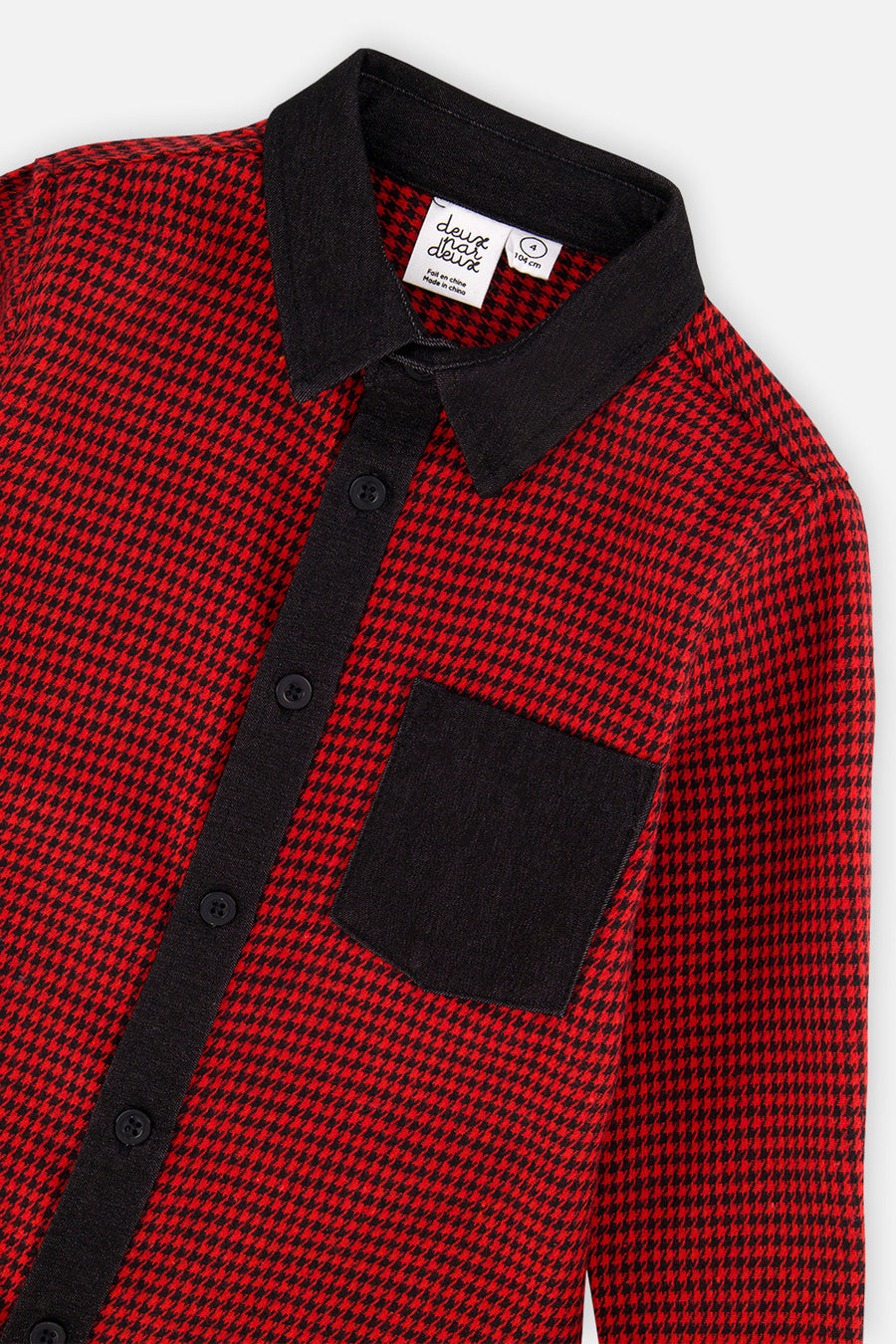 Button Down Shirt Black And Red Houndstooth - J20OB15_2J313