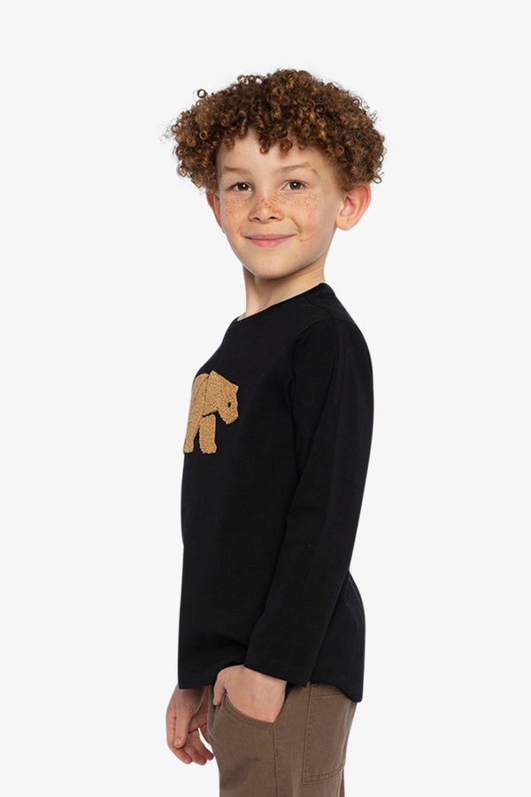 Organic Cotton Jersey T-Shirt Black And Beige - J20OB70_09990