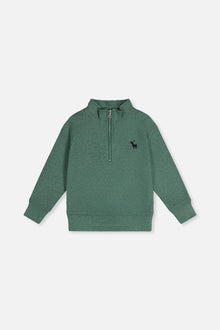 Half Zip Mock Neck Sweater Dark Green - J20OB71_03230