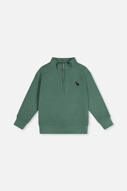 Half Zip Mock Neck Sweater Dark Green - J20OB71_03230