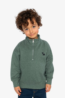Half Zip Mock Neck Sweater Dark Green - J20OB71_03230