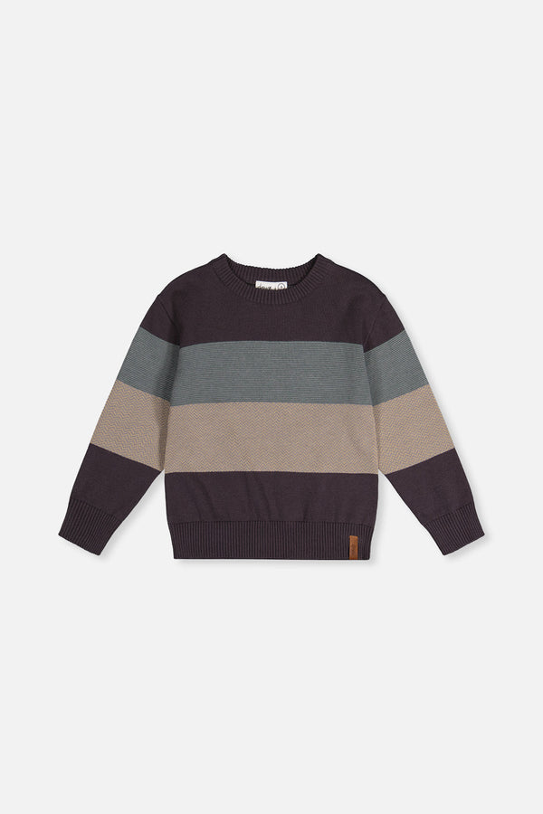 Colorblock Knit Sweater Black And Beige - J20OBT30_09990