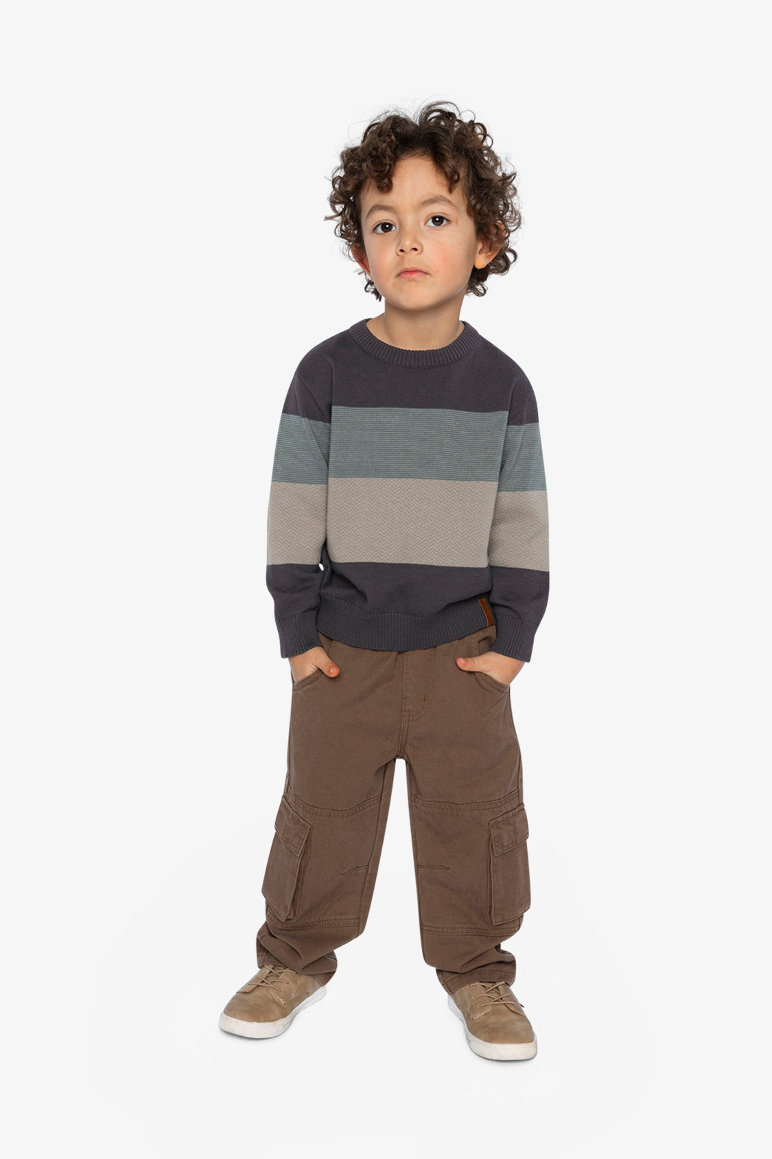 Colorblock Knit Sweater Black And Beige - J20OBT30_09990