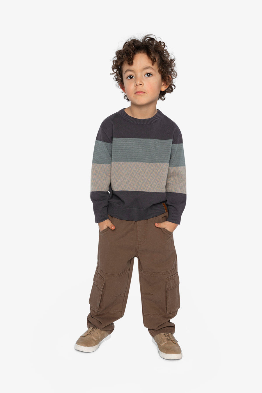 Colorblock Knit Sweater Black And Beige - J20OBT30_09990