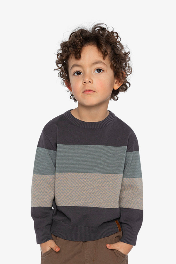Colorblock Knit Sweater Black And Beige - J20OBT30_09990