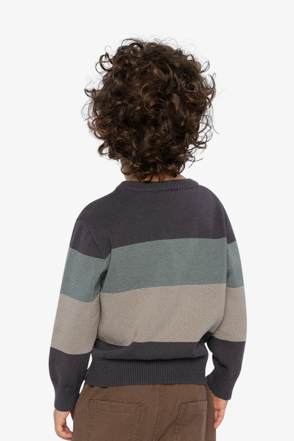 Colorblock Knit Sweater Black And Beige - J20OBT30_09990