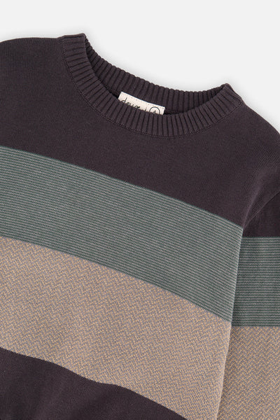Colorblock Knit Sweater Black And Beige - J20OBT30_09990