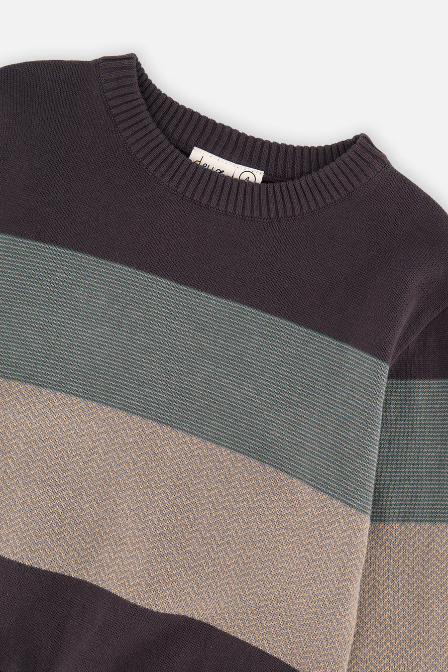Colorblock Knit Sweater Black And Beige - J20OBT30_09990