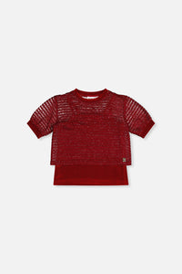 Fake Layering Top & Cami Red