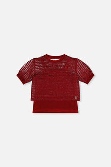 Fake Layering Top & Cami Red - J20OG70_07750