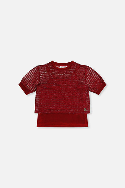 Fake Layering Top & Cami Red - J20OG70_07750
