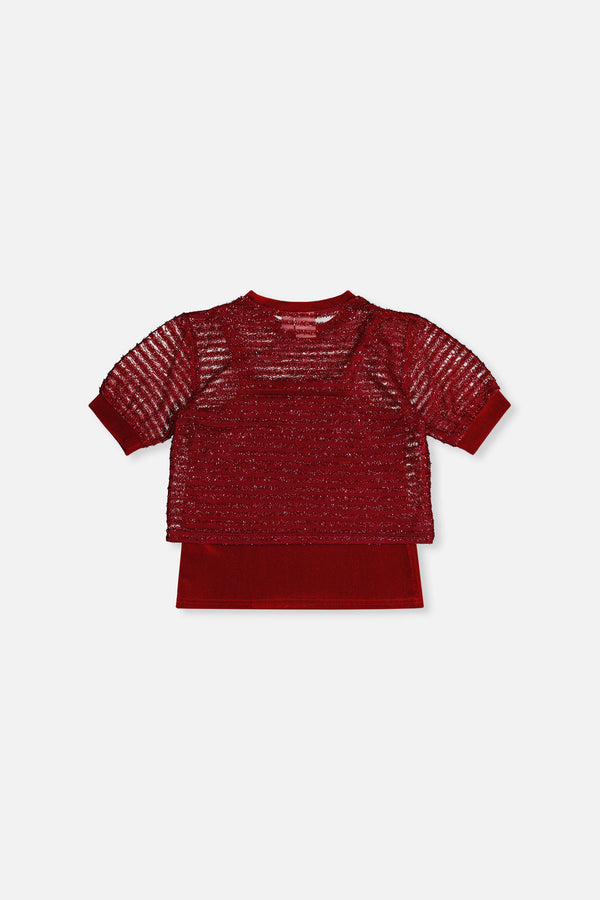 Fake Layering Top & Cami Red - J20OG70_07750