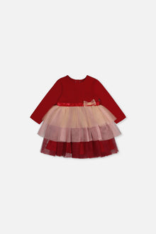 Baby-Zweiteiliges Kleid mit glitzerndem Rock in Rot