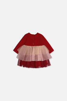 Baby-Zweiteiliges Kleid mit glitzerndem Rock in Rot