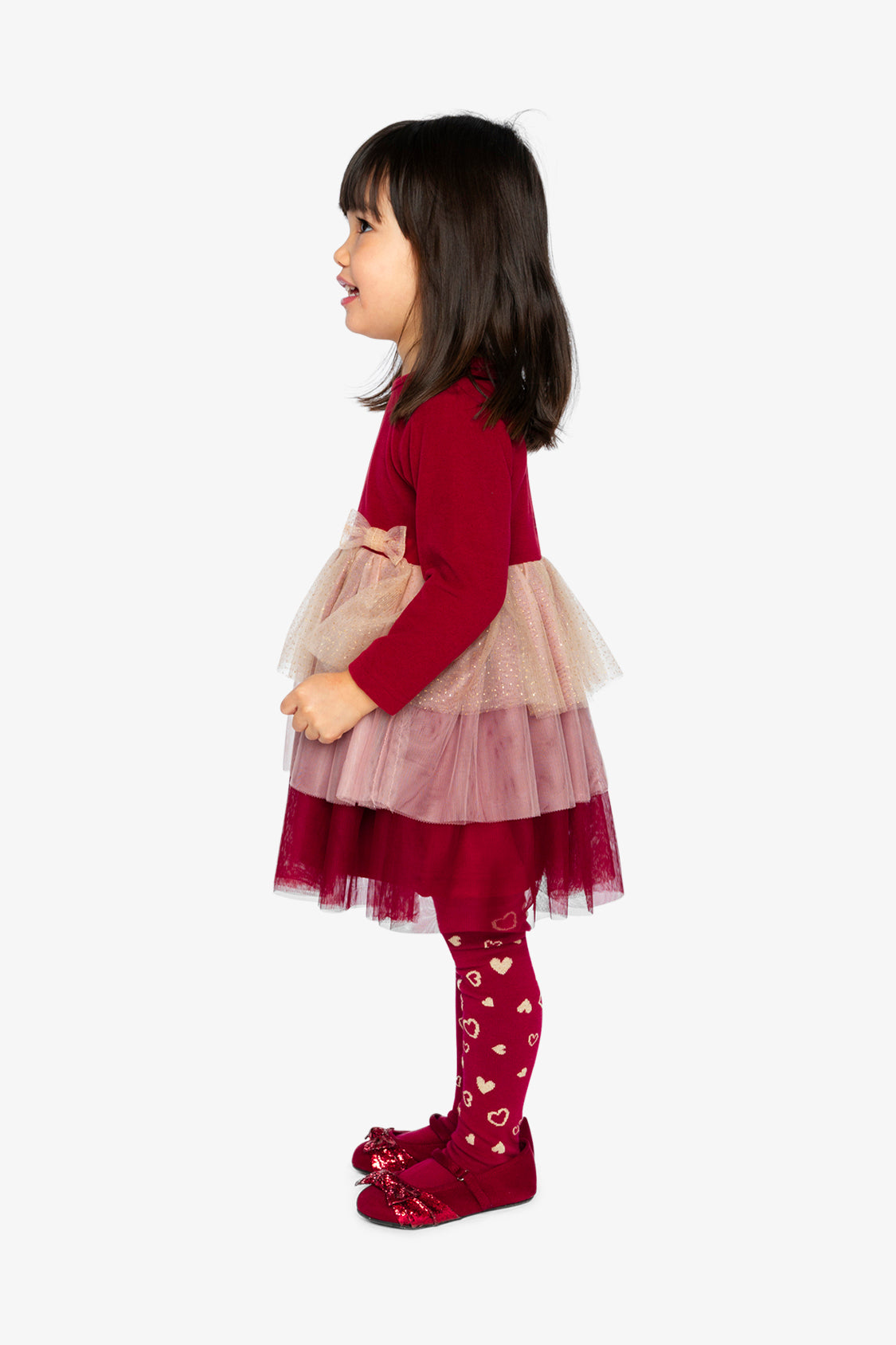 Bi-Material Dress With Glittering Skirt Red - J20OG85_07490
