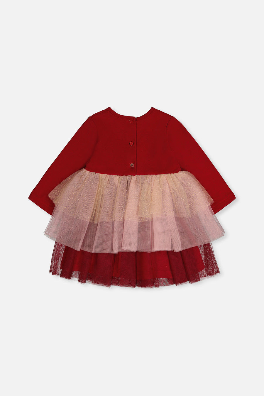 Bi-Material Dress With Glittering Skirt Red - J20OG85_07490