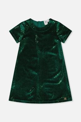 Short Sleeve A Line Dress Green Forest - J20OG86_03930