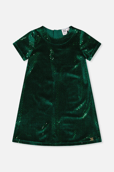 Short Sleeve A Line Dress Green Forest - J20OG86_03930