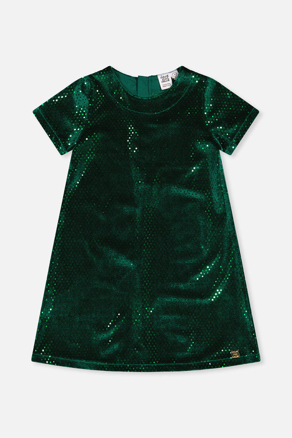 Short Sleeve A Line Dress Green Forest - J20OG86_03930