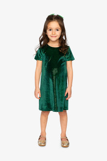 Short Sleeve A Line Dress Green Forest - J20OG86_03930