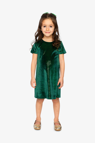 Short Sleeve A Line Dress Green Forest - J20OG86_03930