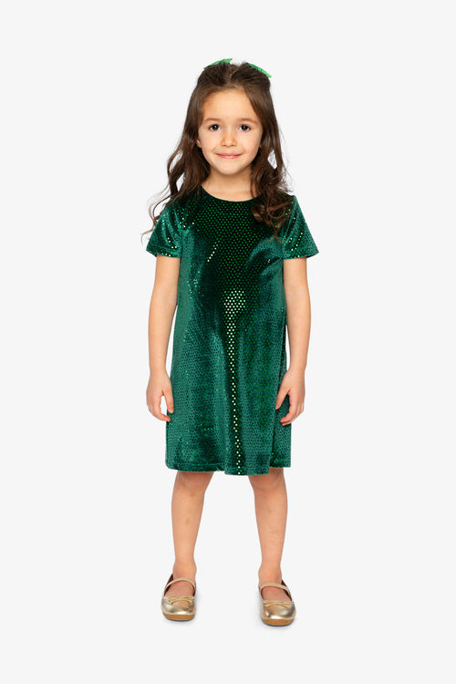 Short Sleeve A Line Dress Green Forest - J20OG86_03930