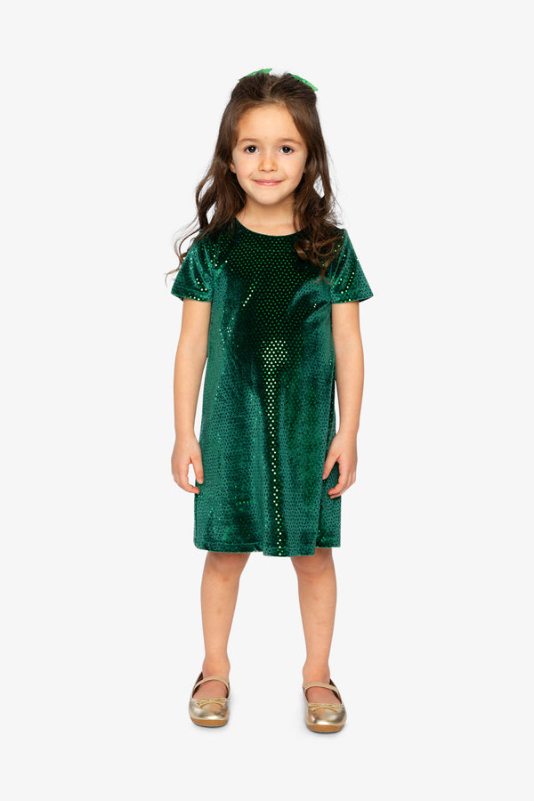 Short Sleeve A Line Dress Green Forest - J20OG86_03930