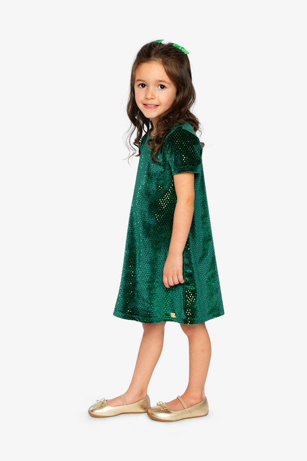 Short Sleeve A Line Dress Green Forest - J20OG86_03930