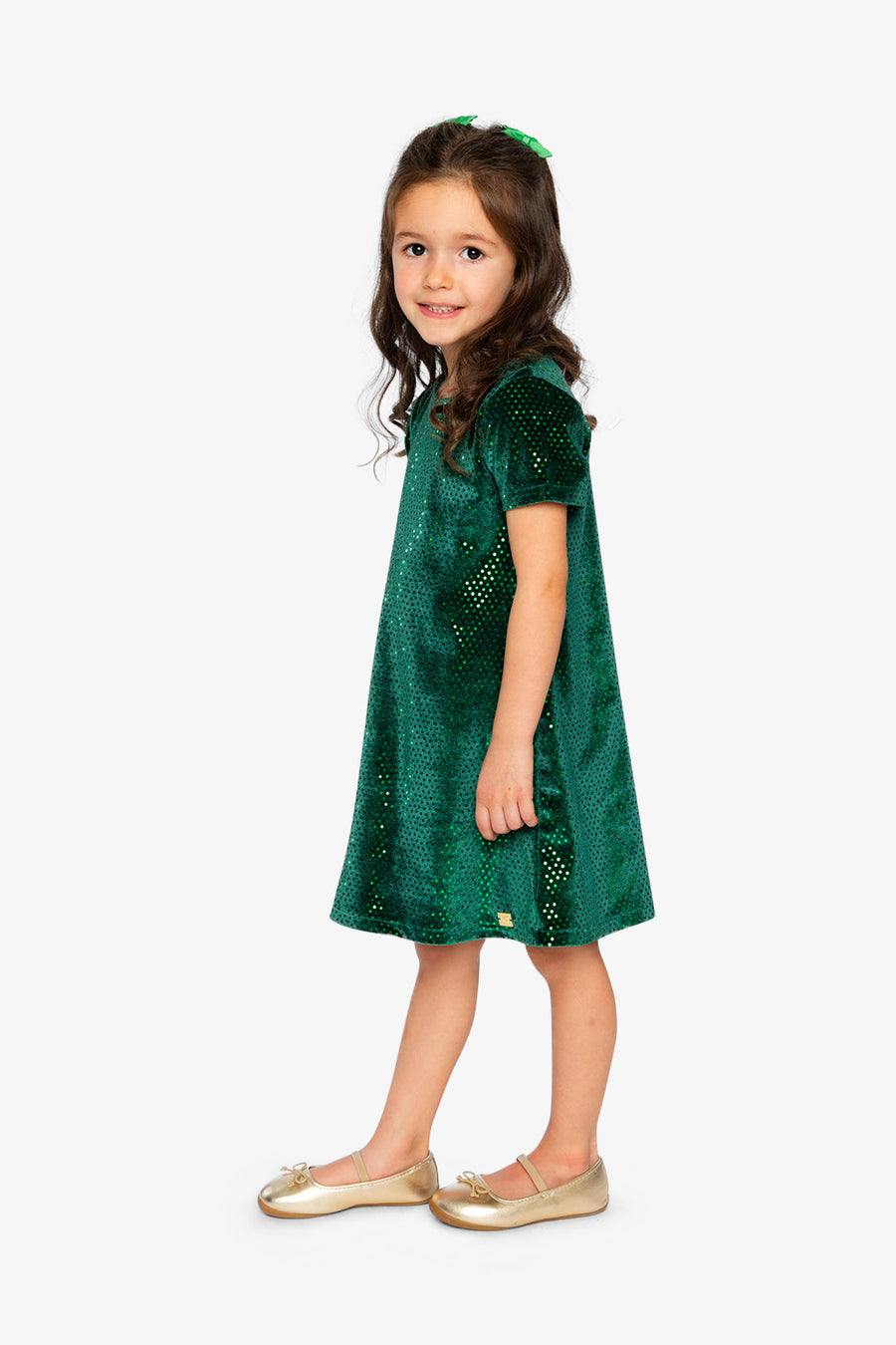Short Sleeve A Line Dress Green Forest - J20OG86_03930