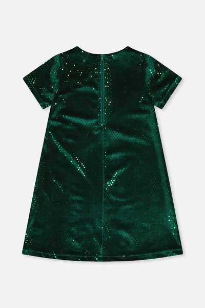 Short Sleeve A Line Dress Green Forest - J20OG86_03930