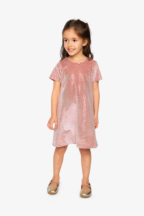 Short Sleeve A Line Dress Pink - J20OG86_06210