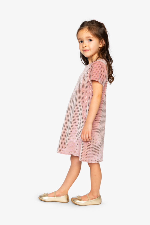 Short Sleeve A Line Dress Pink - J20OG86_06210