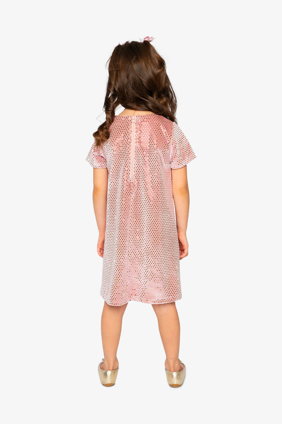 Short Sleeve A Line Dress Pink - J20OG86_06210