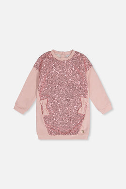 Sweatshirt Dress With Sequins Dusty Pink - J20OG87_06840