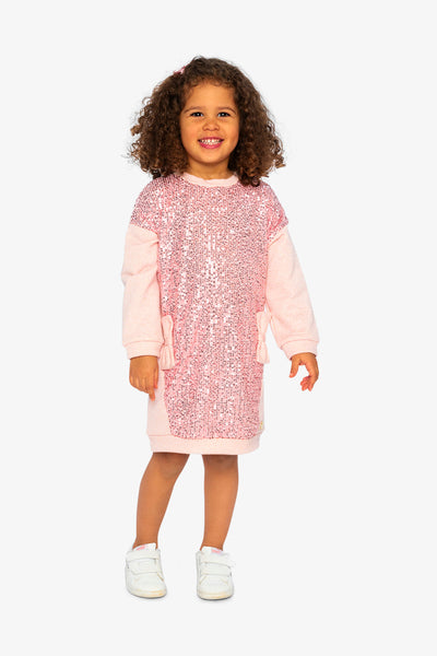 Sweatshirt Dress With Sequins Dusty Pink - J20OG87_06840