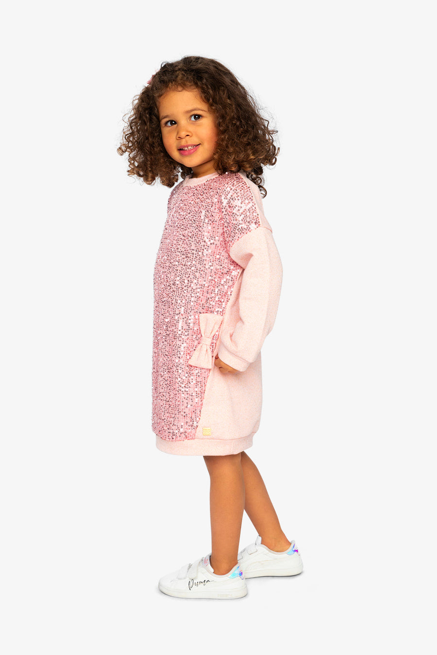 Sweatshirt Dress With Sequins Dusty Pink - J20OG87_06840
