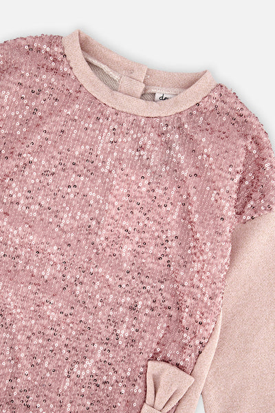 Sweatshirt Dress With Sequins Dusty Pink - J20OG87_06840