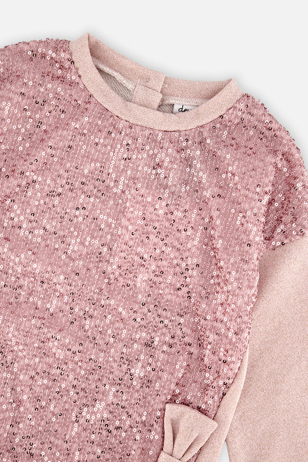 Sweatshirt Dress With Sequins Dusty Pink - J20OG87_06840