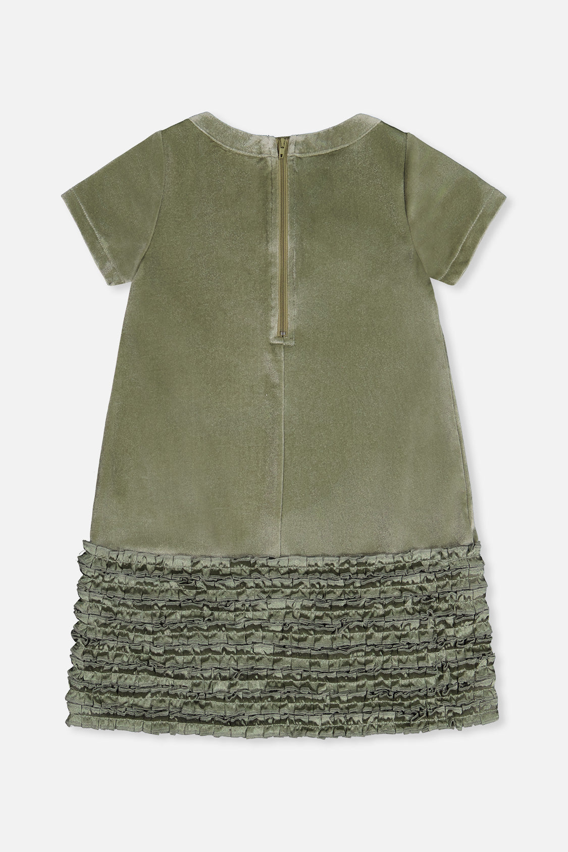 Short Sleeve A Line Dress With Bow Greyish Green - J20OG88_03400