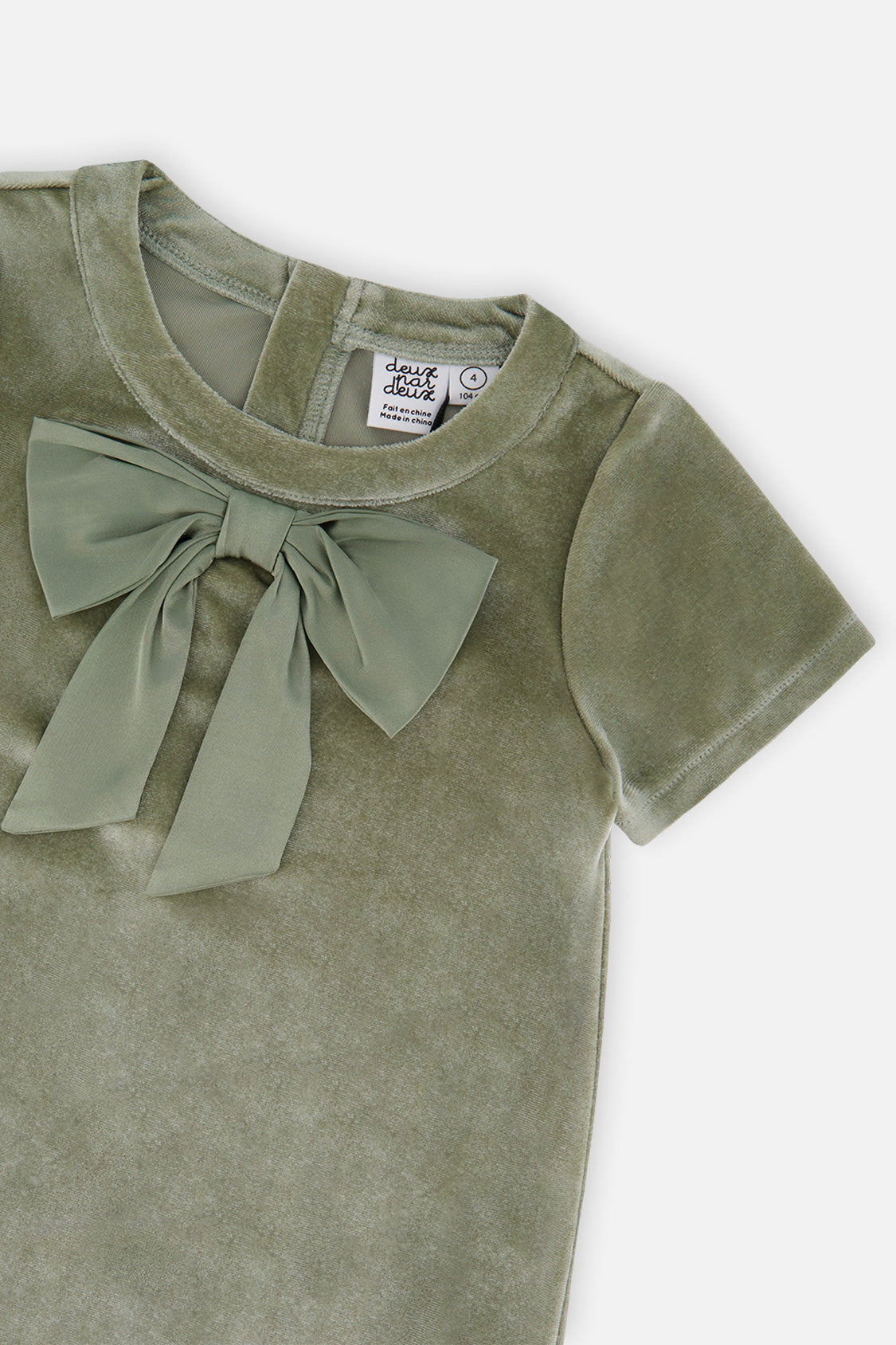 Short Sleeve A Line Dress With Bow Greyish Green - J20OG88_03400