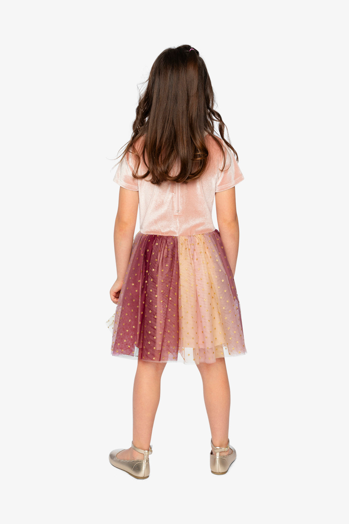 Bi-Material Dress With Gradient Print Skirt Pink - J20OG89_06210